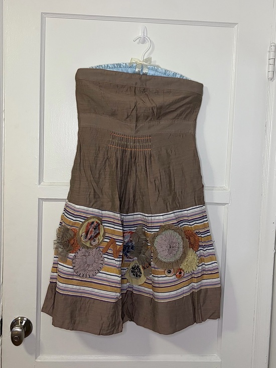 Lulumari Dresses & Skirts - Vintage Anthropologie Kitschy Lulumari Strapless Striped Ribbon Dress